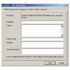 IPTC dans IrfanView