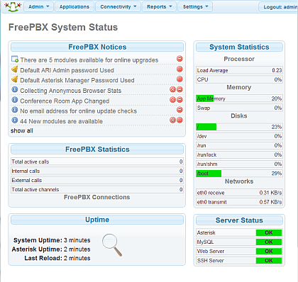 FreePBX system status